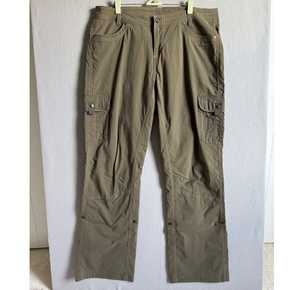 Kuhl Womens 14 Reg Olive Free Flex Roll Up Straight Leg Performance Cargo Pants